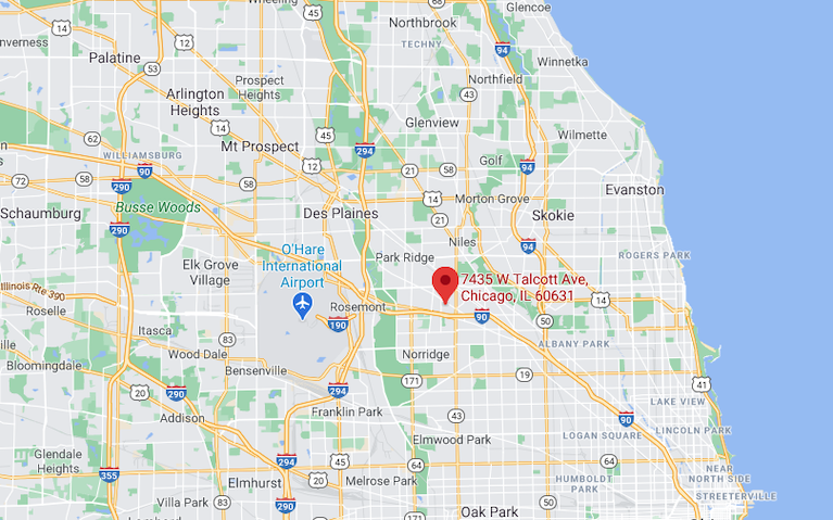 Image of hospital map location for emergency ultrasound fellowship at AMITA Resurrection Medical Center, Chicago, IL