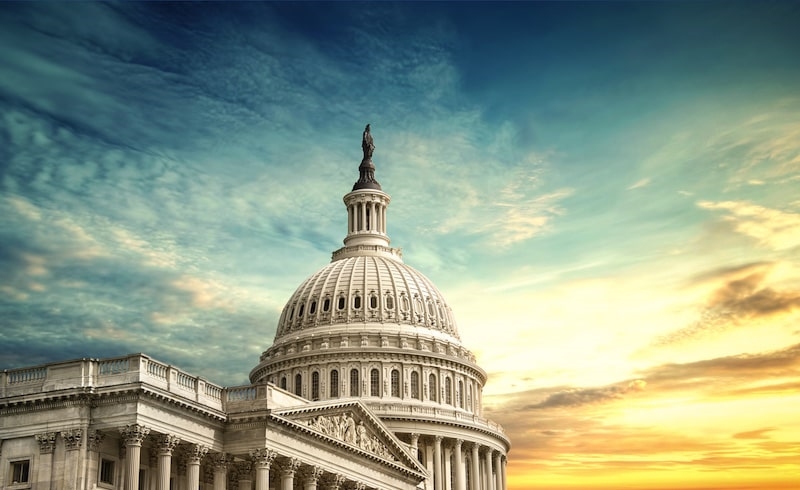 united states capitol building in washington dc at sunset