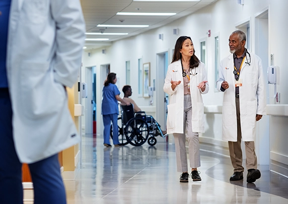 two female doctors talking