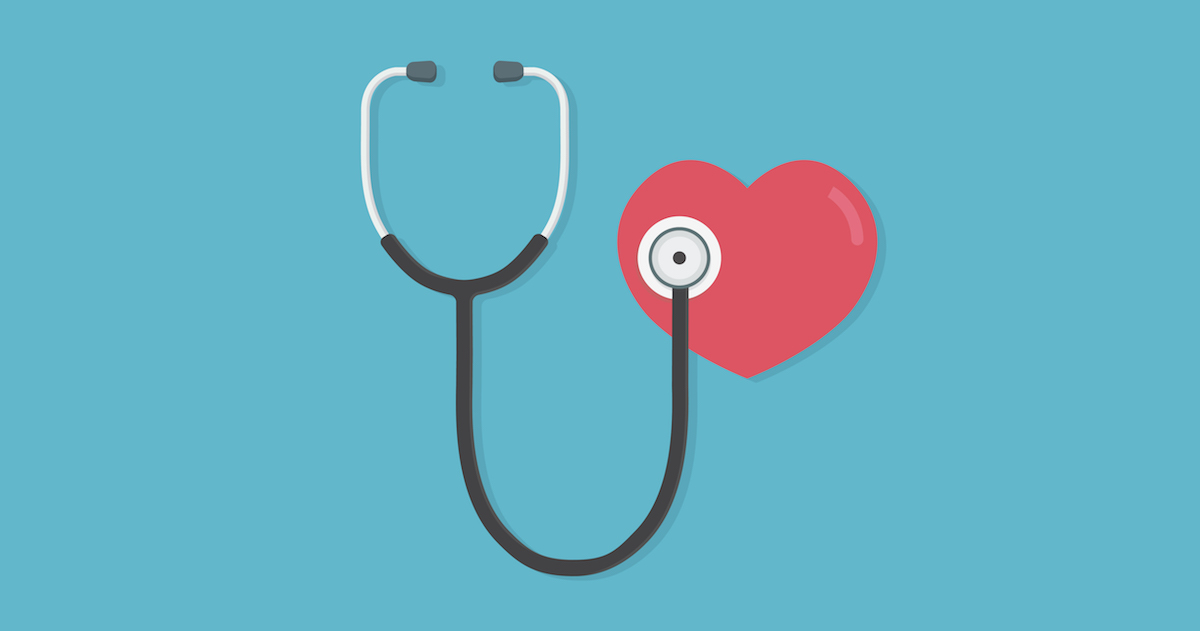 illustration of stethoscope listening to a heart