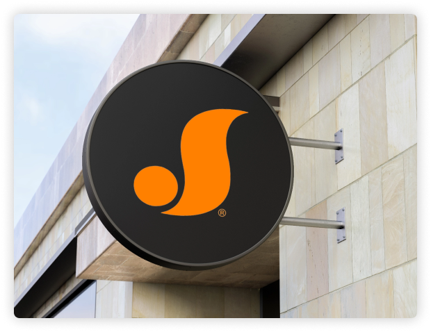 jovive round sign black with orange letter